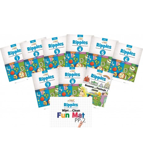 Ripples Book (PP2) Part 2 to Part 8 + Wipe – Clean Fun Mat book for Jr.Kg